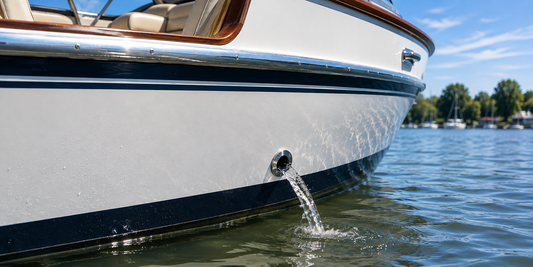 Illustratie van waterafvoer uit een boot op zoetwater