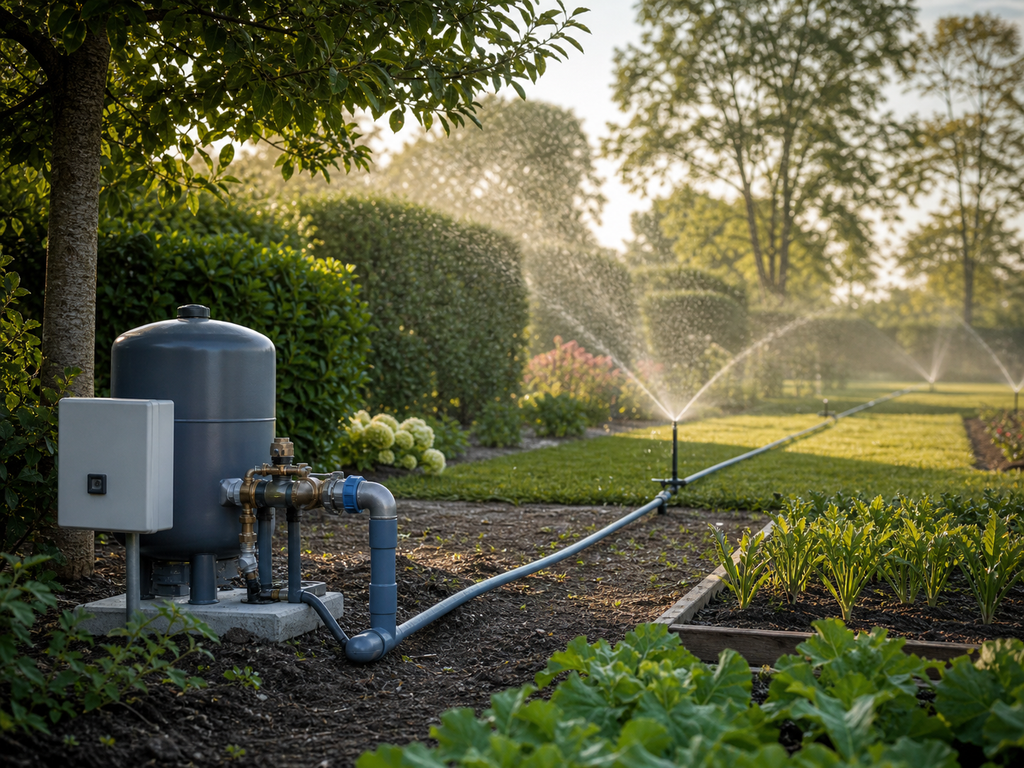 Bronpompinstallatie voor tuinberegening met grondwater