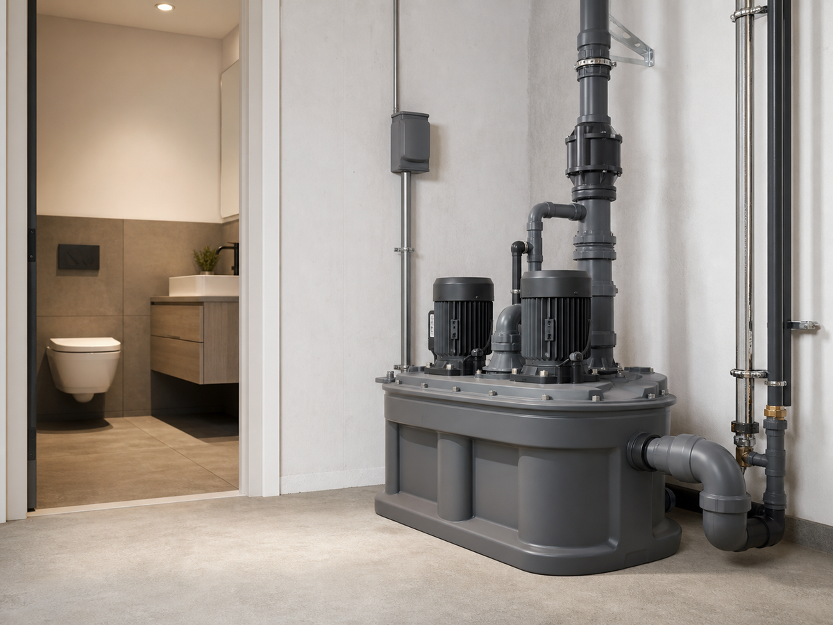 Afvalwater-opvoerstation voor badkamer en toilet