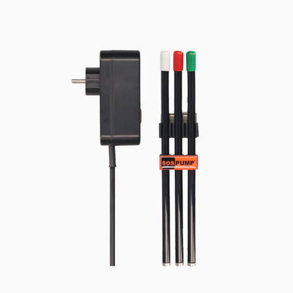 Achterzijde van de SOS PUMP Level Control stekker met de drie elektroden