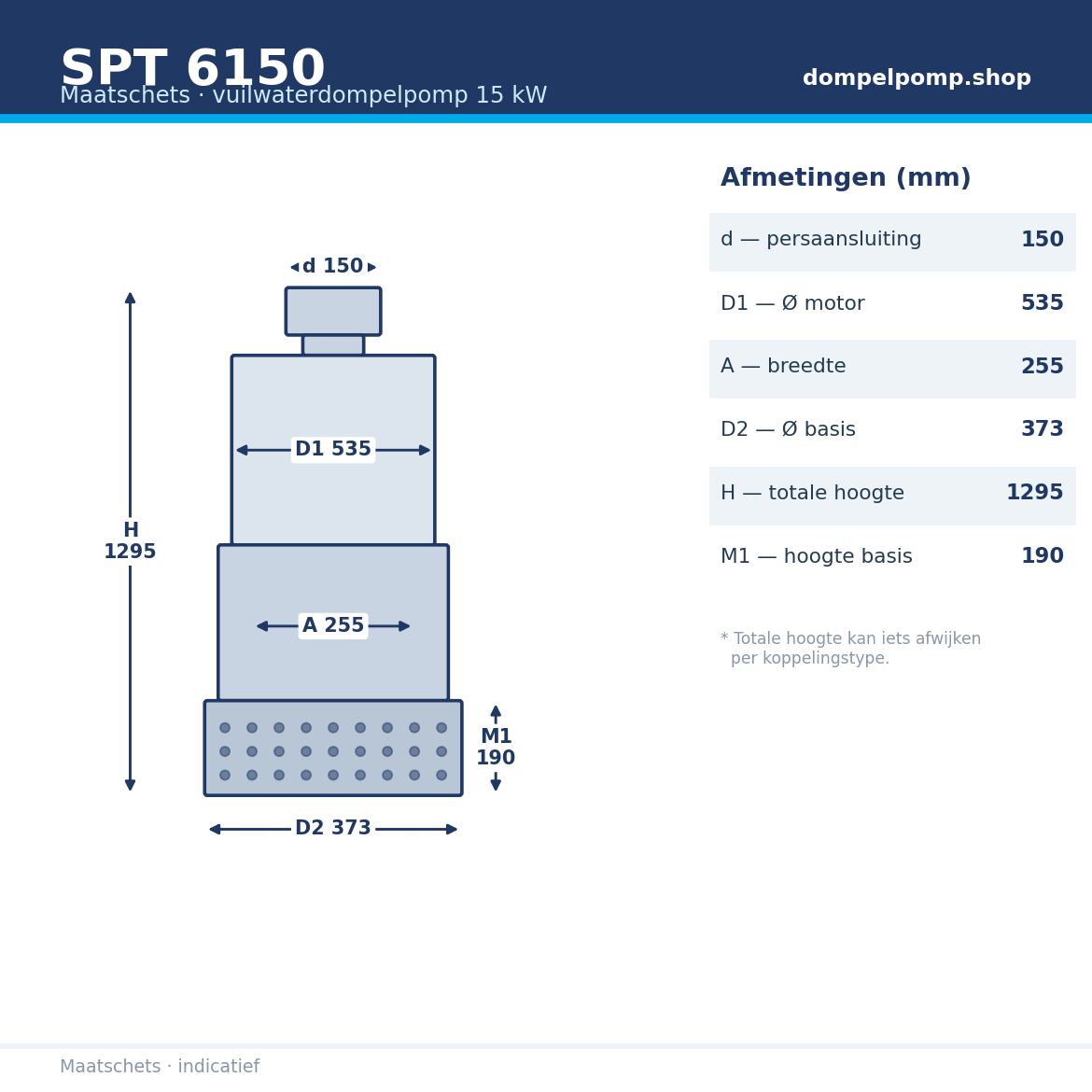 SPT 6150 afmetingen (mm)